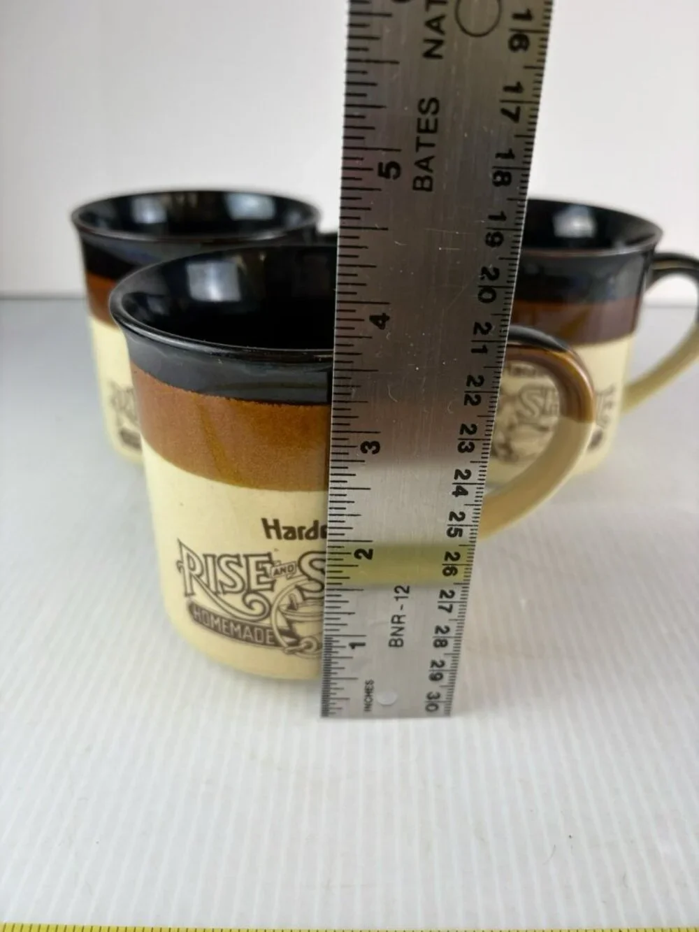 3 Hardees Coffee Mugs Brown Vintage 1989 Rise and Shine Retro Cabin Lodge Diner